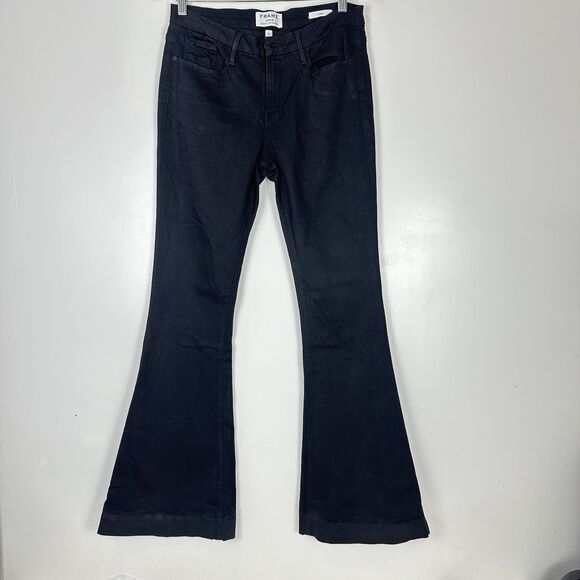FRAME Le Bell Flare Jeans in Vian Black Size 29 - Picture 6 of 15